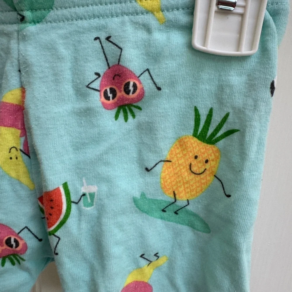 Carter's 2T Girls Blue Tropical Fruit Print Pajama Shorts
